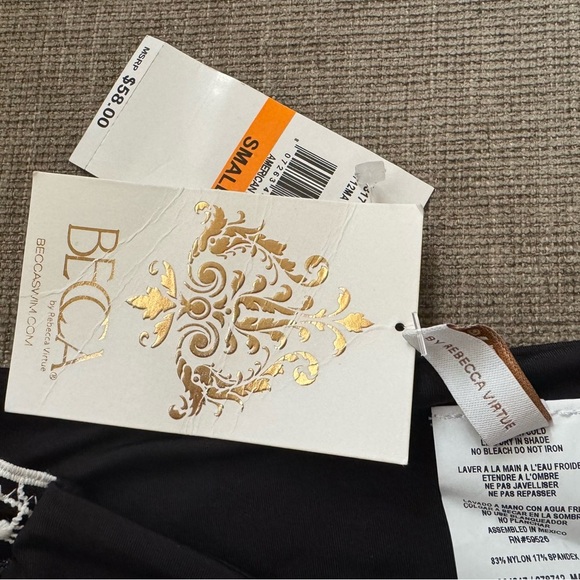 BECCA X Rebecca Virtue Black & White Hipster Bikini Bottom Size Small NWT - Picture 11 of 14